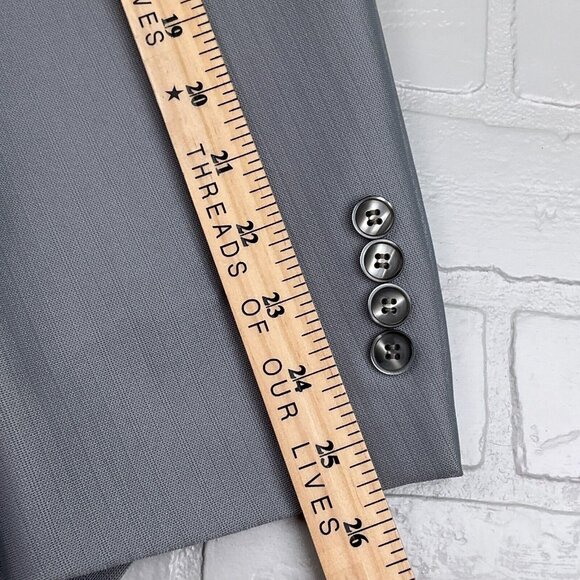 Phoenix Clothes Suit Men 46 42Wx30.5L Gray Embossed Stripe Tailored 70s 80s - Picture 12 of 16